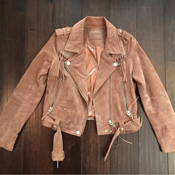 Blank NYC Jackets Coats Blanknyc Genuine Suede Taupe Moto